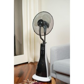 XBrand Black/White Intelligent Cool Mist Standing Oscillating Fan, 47 Inch Height