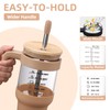 chunmo 40 oz Glass Tumbler with 2 Lids-Bamboo Straw Lid