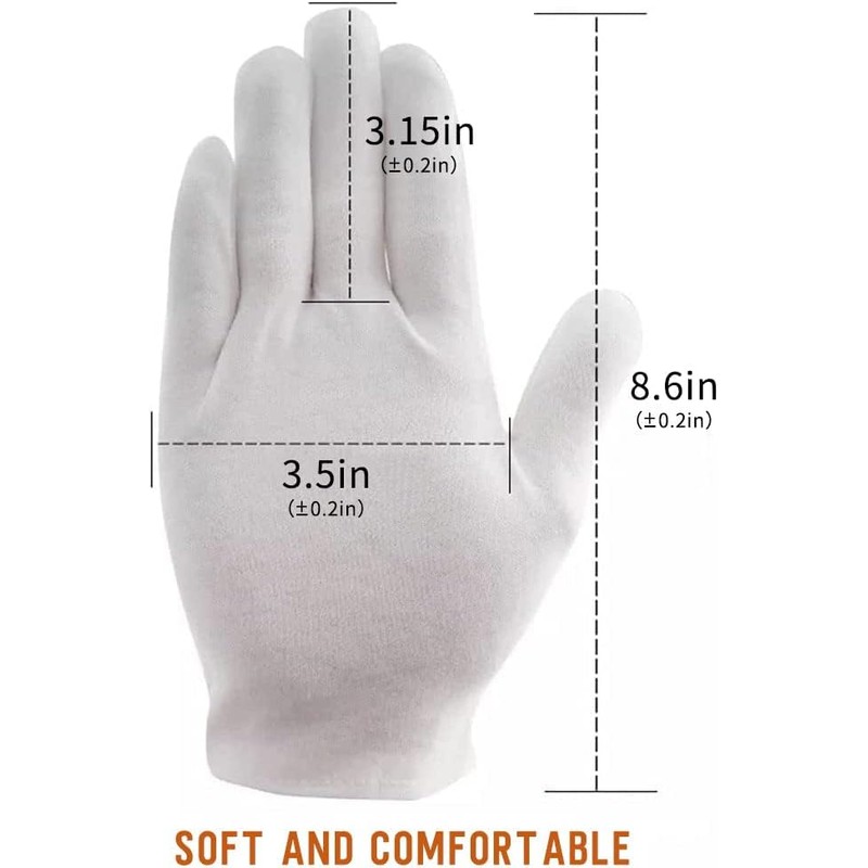 BWEISSTH White Cotton Gloves 28 Pcs(14 Pairs) Dry Hand Moisturizing