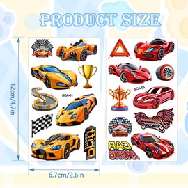Qpout 10 Sheets Race Temporary Tattoos for Children Birthday Party Accessories, Steam Race Railway Theme Stickers, Classroom Rewards, Carnival Prizes
