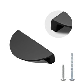 Jiozermi 4 Packs Half Moon Cabinet Pulls, 2 1/2 inch Drawer Pulls, Semicircle Pulls, Solid Brass Hardware Pulls, Black (Total Length: 3.07")