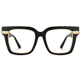 Zeelool Glasses Frame for Women, Overiszed Black Square Glasses Personality Fit Eyeglasses Eyewear with Clear Lenses Taylor