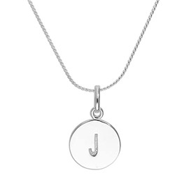 jewellerybox Sterling Silver Initial Letter J Necklace - 22 Inches - No Colour