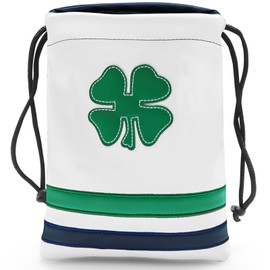 FINGER TEN Golf Valuables Pouch Ball and Tee Bag with Drawstrings for Men Women Leather Pack, Golf Bag Accessories Gift Ideas (Clover)