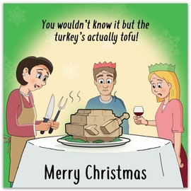 Twizler Funny Christmas Card Vegetarian Turkey - Merry Christmas Card Funny - Xmas Card - Mens Christmas Card for Him Husband Son Dad - Womens Christmas Card for Her Wife Daughter Mum