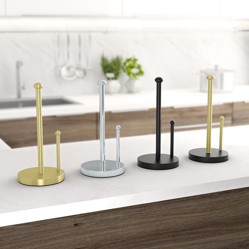 Gatco 1447B Kitchen Paper Towel Stand, Brushed Brass | Countertop