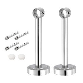 sourcing map 4 Set 7.87inch Ceiling Mount Bracket Fit 1.02inch Pipe, Stainless Steel Curtain Rod Holder Closet Rod Holders for Wardrobe Bathroom Curtain Pipe, Silver