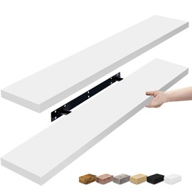 Sorbus Floating Shelves for Wall - 2 Long Floating Shelves for Bedroom, Kitchen, Living Room, Bathroom Shelves, Home Decor, Farmhouse - 35 x 9 Inch Wall Mounted Floating Shelves for Wall, White