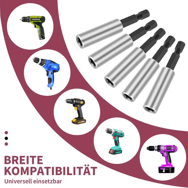 8 Stück Hochwertiger Bithalter Magnetisch, Schnellwechsel Bit Verlängerung 1/4", Sechskantschaft-