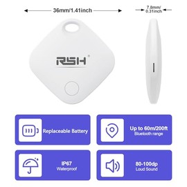Paquete de 4 etiquetas Bluetooth para rastreador de equipaje Android, funciona con Find Hub, buscador inteligente de llaves de batería reemplazable y 