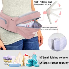 Baby Hip Carrier with Foldable Seat 180゜ Up-Down for Infant,Adjustable Straps Also as Waistband Extender,Huge Pockets,Ergonomic Waist Stool for Newborn to Toddlers Gift All-Seasons