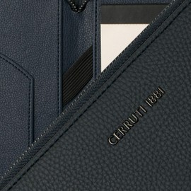 Cerruti 1881 Hamilton NTM711N Conference Folder Faux Leather Dark Blue with Zip A5 Dimensions 23.2 cm x 17.5 cm x 2.5 cm