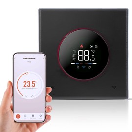 xinyee Smart Thermostat for House Water Electric Heating Water Gas Boiler WiFi AC Thermostat with APP/Voice Control VA Digital Touch Screen Colorful Light and Adjustable Knob 5+1+1 Weekly Programming