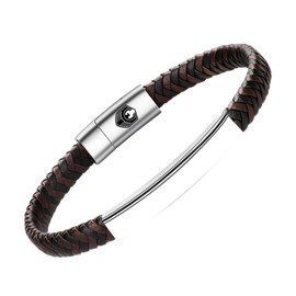 Handmade Lederarmband Herren Armband Herren Männer Leder mit Edelstahl Magnetverschluss Geflochten Armband für Männer und Idee Geschenke