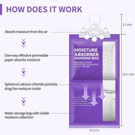Moisture Absorbers Packets 10 Pack, Dehumidifier Bags for Closet, Scented Hanging Humidity Absorber in Wardrobes, Bedrooms, Bathrooms (Lavender)