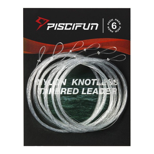 Piscifun Fly Fishing Leader with Pre-Tied Loop, Tapered Fly Line