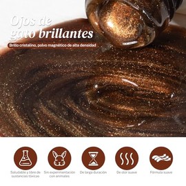 CHERIMOYA Esmalte de Uñas de Gel Ojos de Dorado Marrón Elegante 8ml