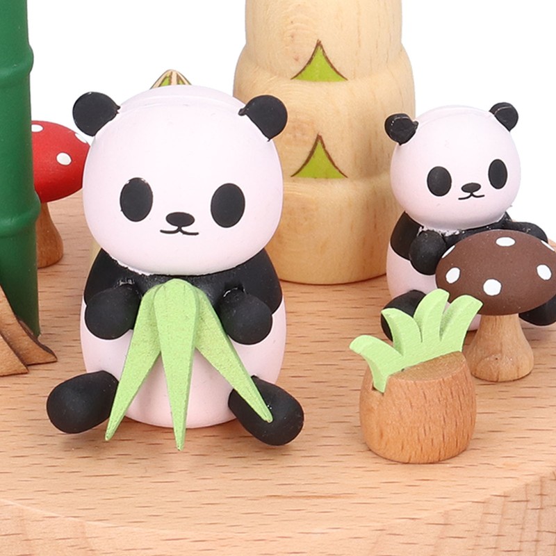 Panda Shaped Music Box Desktop Wooden HandiCraft Ornament for Valentine's