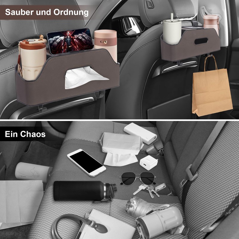 Figarge Car Seat Backrest Organiser Tissue Hanging Bag Multifunctional Organiser