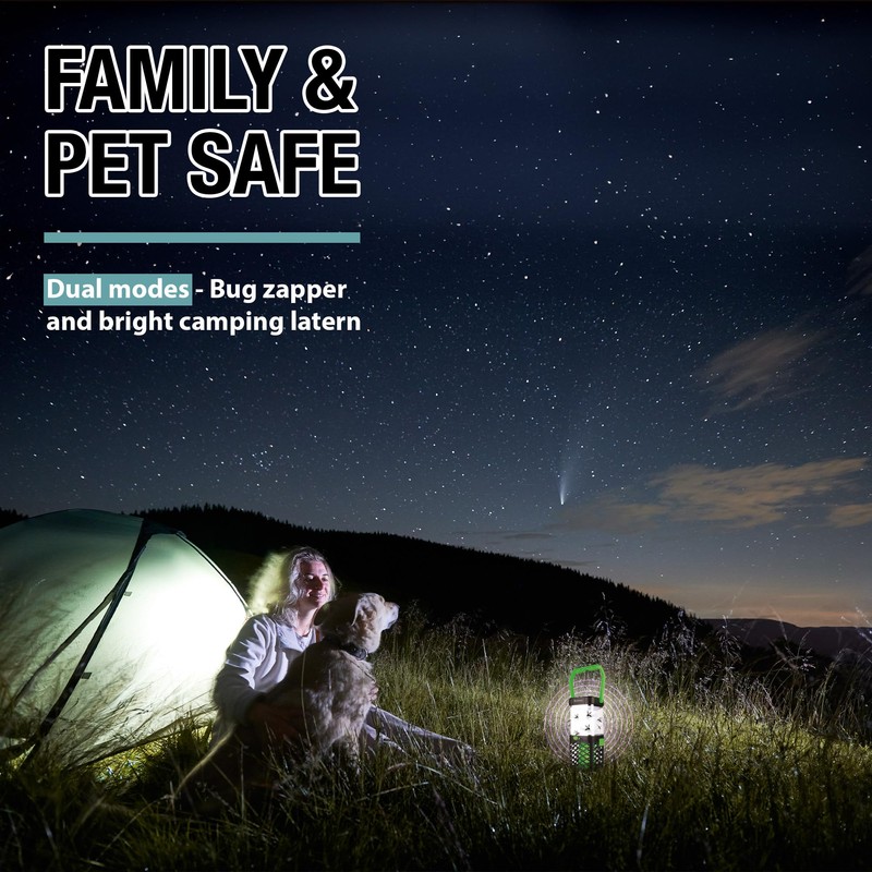 Brookstone 2-in-1 Bug Zapper + High-Powered Lantern - Dual-Mode Rechargeable