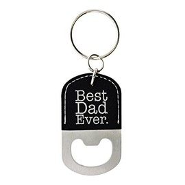 ThisWear for Dad Best Dad Ever Leatherette Bottle Opener Keychain Key Tag Black