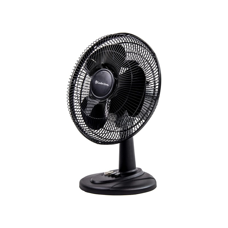 Comfort Zone Oscillating Table Fan with Adjustable Tilt, Convenient Push