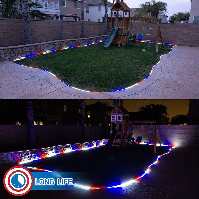 Russell Decor Patriotic Rope Lights Red White Blue for Independence