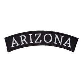 PatchStop State of Arizona Top Rocker Patches for Jackets Motorcycle Vests Backpacks Hats Tactical - Small 4x1.25in Black and White Iron On Sew On Biker Emblem - United States Souvenirs Travel Gifts
