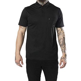 Barber Strong The Barber Polo, Men's Black, Hair Repellent, Ultra Lightweight and Breathable Vented Mesh Side Panels, Moisture-Wicking 4-Way Stretch Fabric, S, Great for Pet Grooming