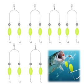6 Stück Doppelhaken Angeln,Doppelhaken Mit Umgekehrter Grundschnur,Doppelhaken zum Angeln,Angelhaken Anglerzubehör Für den umgekehrten Boden, Anti-Tangle-Angelhaken, Haken-beständiger Split-Haken, Ang