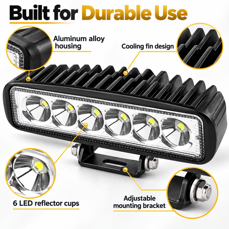 18W LED Work Lights for Road Lighting – 2-Piece 12V