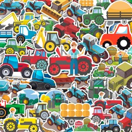 BulbaCraft 100 Pcs Tractor Stickers & Decals, Tractor Birthday Party Supplies, Gifts for Women & Men
