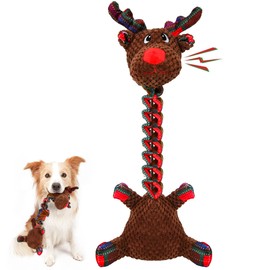 IOKHEIRA Christmas Dog Toys, Squeaky Dog Toy, Tug-of-War Interactive Boredom Relief Dog Toy, Suitable for Small, Medium Long Elk Plush Pet Toy, Xmas Gifts for Dogs
