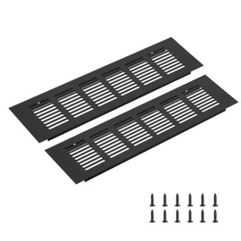 QUARKZMAN Rechteckiges Lüftungsgitter, Aluminiumlegierungsgitter Lüftungsabdeckung mit Montageschrauben für Schrank Kleiderschrank Schuhschrank (250x80mm/10"x3", Schwarz)