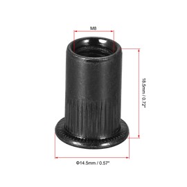 uxcell M8 Rivet Nuts Carbon Steel Zinc-Plated Knurled Flat Head Threaded Insert Nut Black 20Pcs