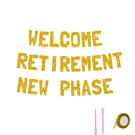 Meowoo Cheers Retirement Banner, Welcome New Phase Decor, 7.7-Inch Glittery Gold Letters, Easy Reusable Assembly for Party Supplies, Luxe Celebration Decorations
