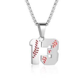 ZRAY Inspiration Baseball Jersey Number Necklace Stainless Steel Charms Number Pendant for Men (13)