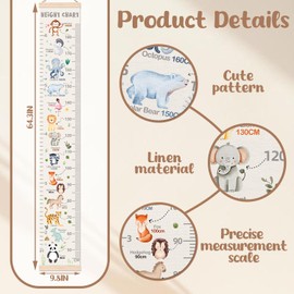 Height Chart for Wall Art Decor, Cute Animals Pattern Decor Height Chart for Boys Girls, Height Measurement for Wall Hanging, Height Wall Chart Perfect for Toddler Nursery Room Decor