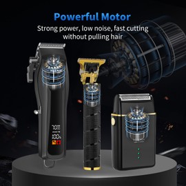 HIENA PRO Professional Hair Clipper Set for Men, Cordless Barber Clippers Set and Trimmer Kit, USB Rechargeable Electric Beard Trimmer Foil Shaver & Men's Facial Grooming Tool Kit, Gifts for Men