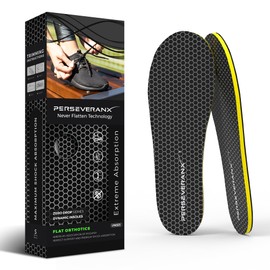 PerseveranX 1/8" Flat Replacement Insoles Men & Women - Extra Shock Absorption Flat Inserts Women & Men - Shoe Inserts Men for Standing - XS (Men 4.5-6.5/Women 5.5-7.5)