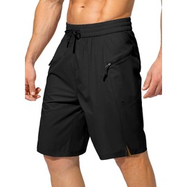 Tansozer Men's Quick-Drying Swimming Shorts Board Shorts Swimming Trunks with Zip Pocket, S1 black., XXL