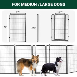Dog Playpen,48 Inch(H) 18 Ft(L) 8 Panels Dog Fence Indoor/Outdoor,Heavy Duty Metal Pet Puppy Exercise Pen, Wide Door Low Threshold