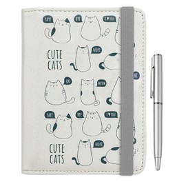 WALNEW Passport Holder for Travel, RFID Passport Cover Wallet for Women Men, PU Leather Passport Book Card Holder Case with Pen, Travelling Essentials for Flying