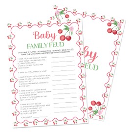 ISOVF Cherry Theme Baby Family Feud Game, 5"×7" Baby Shower Games for Adults, 25 Pcs Gender Neutral Cards for Activities Supplies Decorations - L06