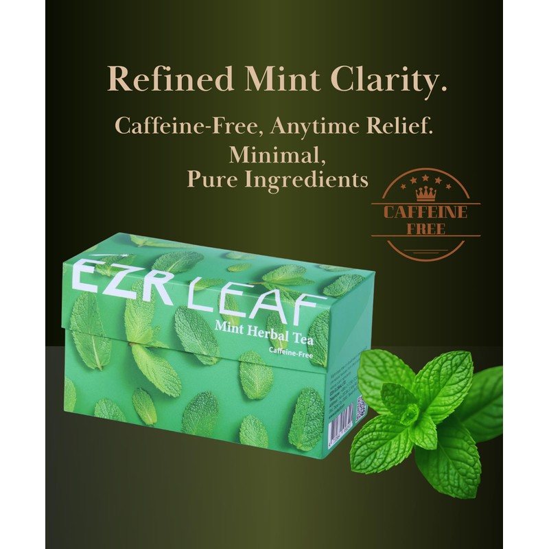 EZR Leaf Mint Herbal Tea, Caffeine Free Decaf, Pyramid Tea