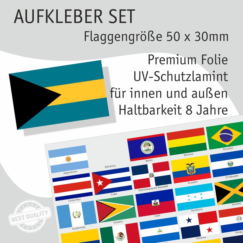 beihaasnatuerlich Panamericana Country Flag Sticker Set - 30 Stickers Country