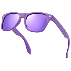 LEICO FASHION Kids Polarized Retro Sunglasses for Boys Girls Age 3-12 Shatterproof Rubberized Frame UV Protection Toddler Children Sun Glasses