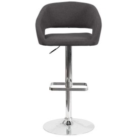 Flash Furniture Contemporary Charcoal Fabric Adjustable Height Barstool with Rounded...