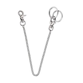 Mesanda Key Chain, Wallet Chain, Key Chain, Double Ring, Pants Chain, Waist Chain, Men's, Stainless Steel, Lobster Clasp, Zinc Alloy, Stylish, 16.9 inches (40.5 cm), Set of 1