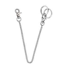 Mesanda Key Chain, Wallet Chain, Key Chain, Double Ring, Pants Chain, Waist Chain, Men's, Stainless Steel, Lobster Clasp, Zinc Alloy, Stylish, 16.9 inches (40.5 cm), Set of 1